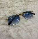 Cartier Zonnebril Blauwe Glazen, Goude Montuur