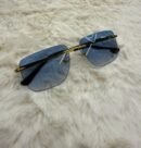 Cartier Zonnebril Blauwe Glazen, Goude Montuur
