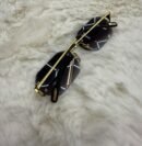 Cartier Zonnebril Diamond Cut, Goude Montuur, Donker Blauwe Glazen