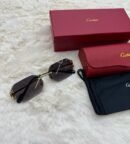 Cartier Zonnebril Diamond Cut, Goude Montuur, Donker Blauwe Glazen