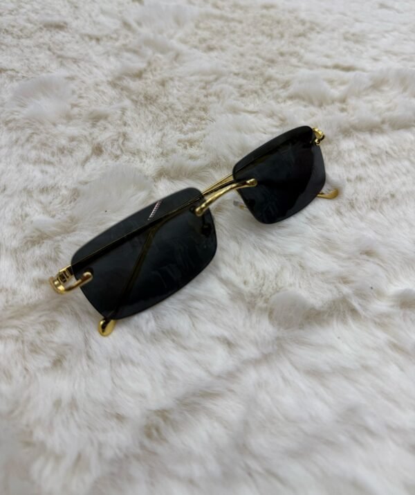 Cartier Zonnebril Blauwe Glazen Panter Goude Montuur - Image 3