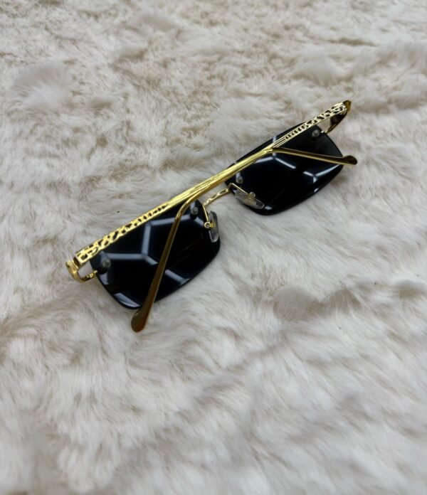 Cartier Zonnebril Blauwe Glazen Panter Goude Montuur - Image 4