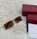 Cartier Zonnebril Bruine Grote Glazen, Goude Montuur