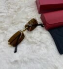 Cartier Zonnebril Bruine Kleine Glazen, Goude Montuur