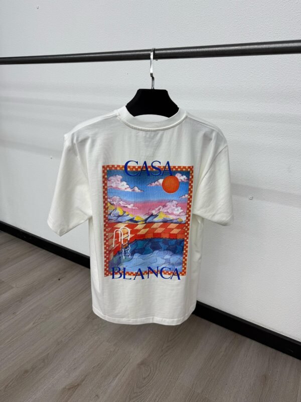 Casablanca White T-Shirt Blue Logo - Image 2