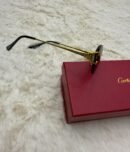 Cartier Zonnebril Combi Diamond Cut Goude Montuur, Bruine Glazen C