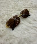 Cartier Zonnebril Combi Diamond Cut Goude Montuur, Bruine Glazen C