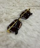 Cartier Zonnebril Combi Diamond Cut Goude Montuur, Bruine Glazen C