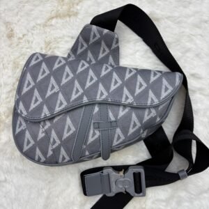 Christian Dior Canvas Saddle Bag Grey