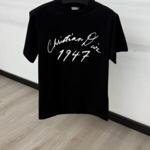 Christian Dior Schuingedrukt Logo Black T-Shirt