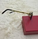 Cartier Zonnebril Donker Blauwe Glazen, Goude Montuur Logo