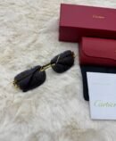 Cartier Zonnebril Combi Diamond Cut, Goude Montuur, Donker Blauwe Glazen