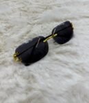 Cartier Zonnebril Combi Diamond Cut, Goude Montuur, Donker Blauwe Glazen