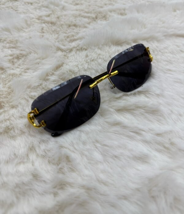 Cartier Zonnebril Combi Diamond Cut, Goude Montuur, Donker Blauwe Glazen - Image 2