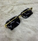 Cartier Zonnebril Combi Diamond Cut, Goude Montuur, Donker Blauwe Glazen