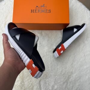 Hermes Infra Slippers Black Oranje Logo