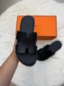 Hermes Izmir Black Slippers