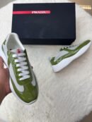 Prada Cups Glimmend Olive Green Sneakers