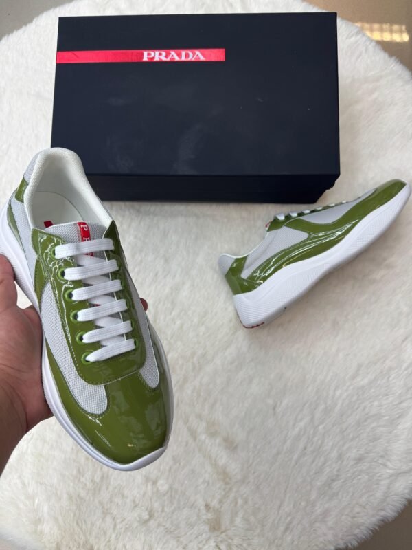 Prada Cups Glimmend Olive Green Sneakers - Image 3