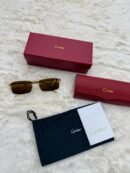Cartier Zonnebril Panter Goude Montuur, Bruine Glazen