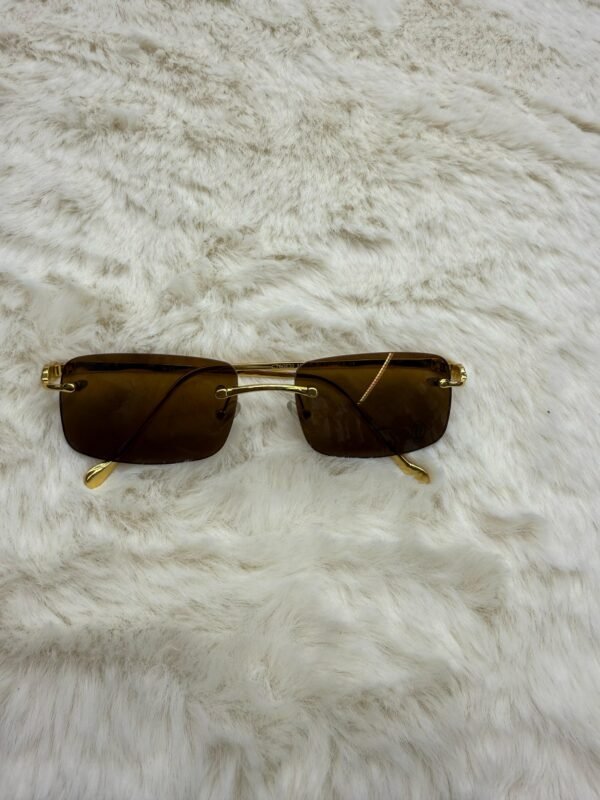 Cartier Zonnebril Panter Goude Montuur, Bruine Glazen - Image 2