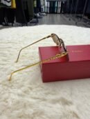 Cartier Zonnebril Panter Goude Montuur, Bruine Glazen