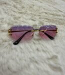 Cartier Zonnebril Paarse Glazen, Goude Montuur