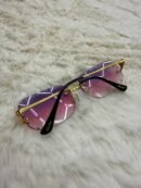Cartier Zonnebril Paarse Glazen, Goude Montuur