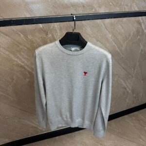 Ami Sweater Grey, Red Logo