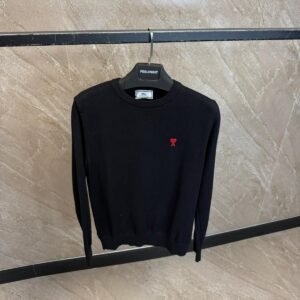 Ami Sweater Black, Red Logo