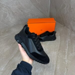 Hermes Bouncing Black on Black Leather Sneakers