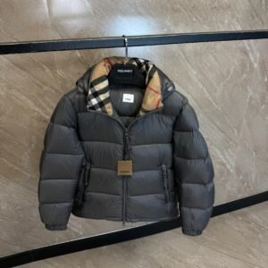 Burberry Cashmere Snowdon Puffer Jacket Grey High Quality