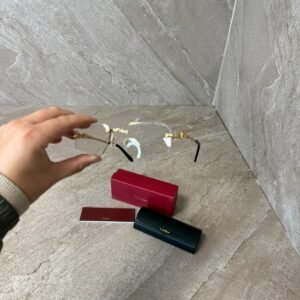 Cartier Doorzichtige Glazen, Diamond Cut, Goude Montuur Panter