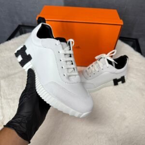 Hermes Bouncing White Leather, Black Logo