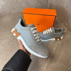 Hermes Bouncing Sneakers Grey, Brown Logo