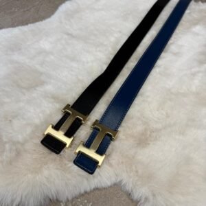 Hermes Dubbelzijdig Blauw / Zwart, Goude Logo