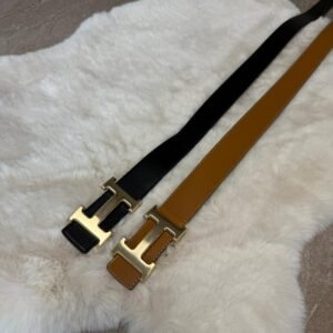 Hermes Dubbelzijdig Brown / Zwart, Gold Logo