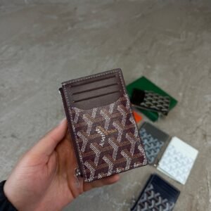 Goyard Bourbon Zipped Card Holder Burgundy