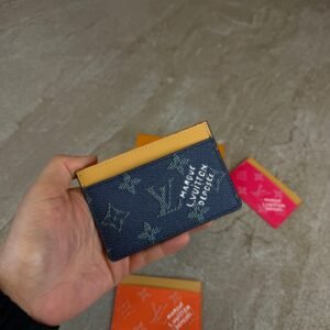 Louis Vuitton Card Holder Monogram Heritage Ocean Blue