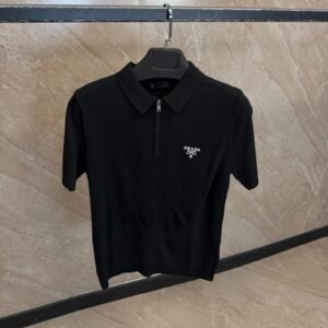 Prada Milano Zipper Polo Black