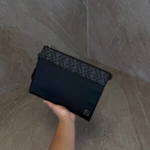 Fendi FF Squared Clutch Bag Black