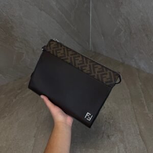 Fendi FF Squared Clutch Bag Brown