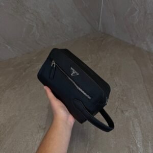 Prada Black Saffiano Leather Travel Pouch