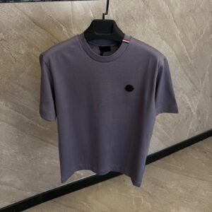 Moncler Black Logo Stripe T-Shirt Purple
