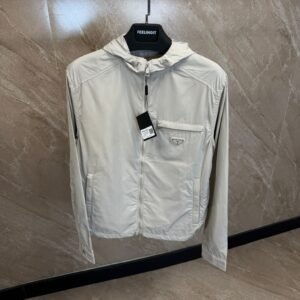 Prada Re-Nylon Blouson Jacket Beige