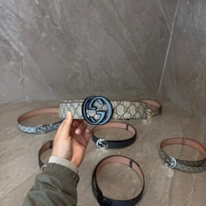 Gucci Brown Riem, Zwarte Logo