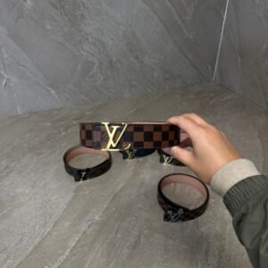 Louis Vuitton Brown Blokjes, Goude Logo