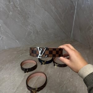 Louis Vuitton Brown Blokjes, Zilvere Logo