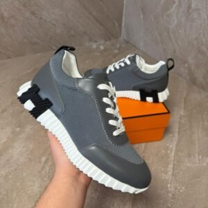 Hermes Bouncing Dark Grey Leather Sneakers