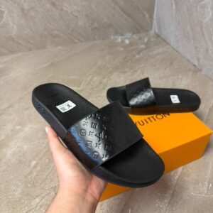 Louis Vuitton Monogram Black on Black Slippers